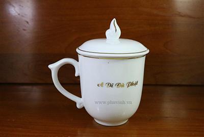 Cốc sứ Trắng Bát Tràng viền chỉ vàng kim